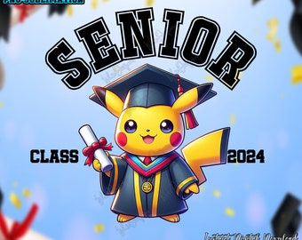 Senior Class 2024 Graduation With Sublimation Design PNG, Cartoon Graduation 2024 Png, Graduation 2024, Graduation Gift, Digital Download