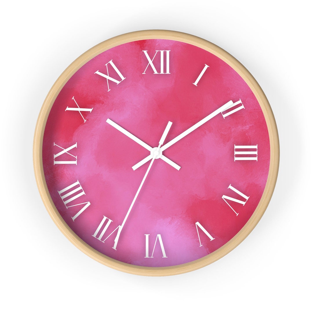 Hot Pink Wall Clock Preppy Room Art for Teen Girls Trendy Apartment & Dorm Wall Decor Y2K