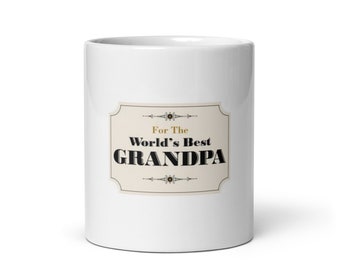 White glossy best grandpa mug