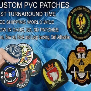 Pode incluir: Conjunto de patches de PVC personalizados com vários designs, incluindo militares, policiais e outros temas. Os patches estão disponíveis em opções que brilham no escuro, 2D e 3D. Podem ser passados a ferro, costurados ou fixados com suporte de gancho e laço.