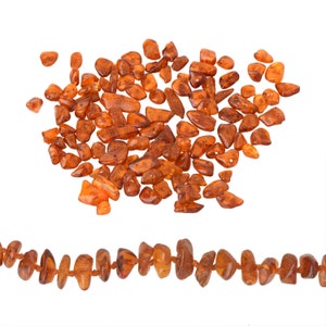 Loose Cognac Chip Polished Baltic Amber Beads / Craft and DIY Baltic Amber Chips Beads / Drilled Baltic Amber Beads