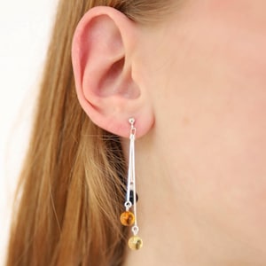 Pendientes redondos de ámbar báltico multicolor - Plata de ley 925