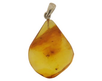 Cognac Bernstein Anhänger - facettierter Edelstein, 925er Silber Anhängeröse