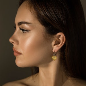 Baltic Amber Heart Drop Earrings – 925 Sterling Silver – Multiple Colors