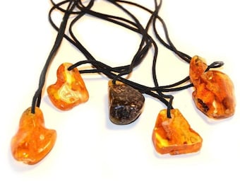 Polished Baltic Amber Pendant, Cognac Cherry Honey