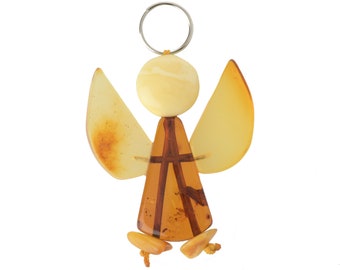 Baltischer Bernstein Engel Charm Anhänger - Cognac, Kirsche, Honig, Zitrone, Milky