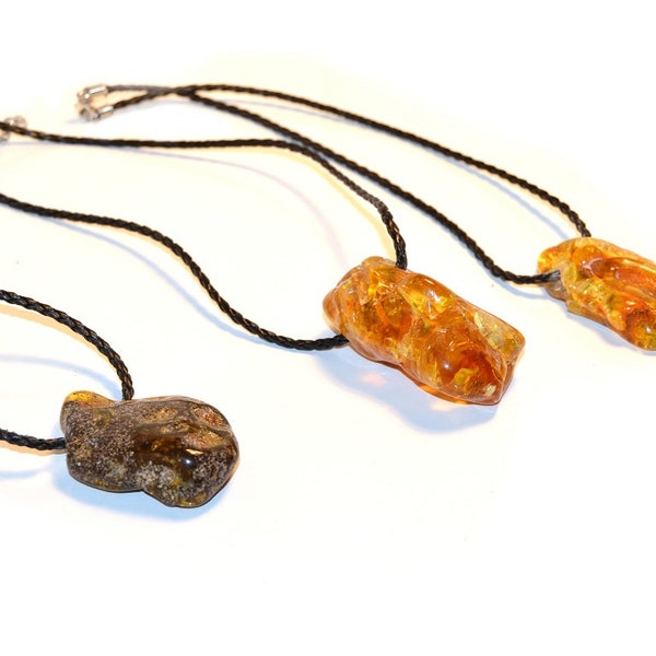 Polished Amber Pendant / Natural Polished Baltic Amber Piece Pendant / Healing Baltic Amber Pendant
