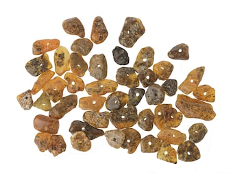 Polished Green Baltic Amber Chip Beads, Drilled DIY Craft Supplies