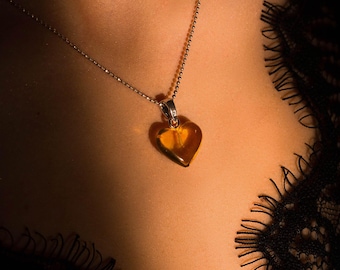 Baltic Amber Heart / Shape Pendant / Amber Charm