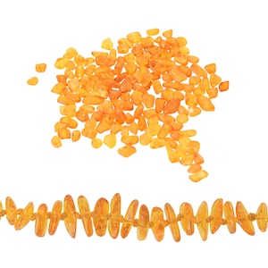 Loose Honey  Polished Baltic Amber Chip Beads / Craft and DIY Baltic Amber Chips Beads / Drilled Baltic Amber Beads