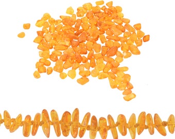 Polished Honey Baltic Amber Chip Beads, Drilled for DIY Crafting