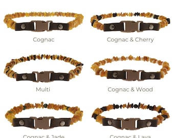 Natural Baltic Amber Dog and Cat Collar – Handmade Raw Amber Flea Tick Collar for Pets – Buckle Clasp – Choose Your Size