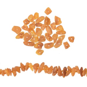 Loose Cognac Chip Raw Baltic Amber Chip Beads / Craft and DIY Baltic Amber Chips Beads / Drilled Baltic Amber Beads