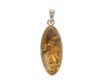 Colgante de ámbar báltico verde, plata de ley 925