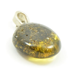 Polished Baltic Amber Oval Green Pendant / Natural Polished Baltic Amber Oval Green Pendant / Healing Baltic Amber Pendant