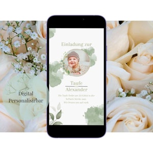 Tarjeta digital para bautizo, eCard personalizable para WhatsApp, email, etc.