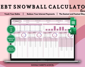 Debt Snowball Calculator Spreadsheet Google Sheets Debt Payoff Tracker Debt Payment Tracker Debt Free Planner Debt Calculator Spreadsheet