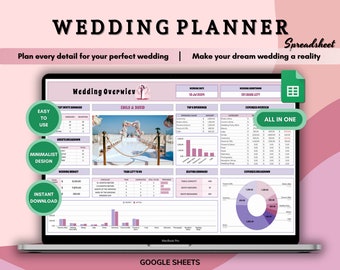 Spreadsheet bruiloftplanner: budgetchecklist voor Google Spreadsheets (digitale download)