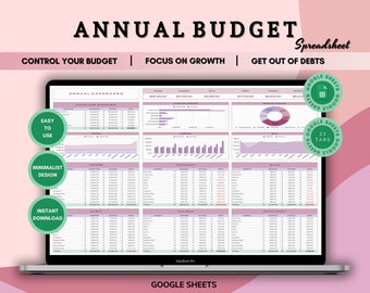 Mall för årlig budget för Google Sheets (digital nedladdning)