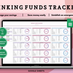 Sinking Funds Tracker Spreadsheet for Google Sheets, Finance Planner, Sinking Funds Worksheet, Personal Finance, Savings Challenge
