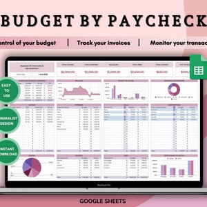 Paycheck Budget Spreadsheet for Google Sheets, Budget By Paycheck, Budget Tracker, Expense Tracker, Monthly Planner, Financial Planner