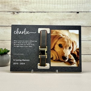 Custom Pet Memorial Photo Frame with Name and Dates - Personalized Pet Remembrance Gift, Memorial Photo Print for Beloved Pet, Collar Holder