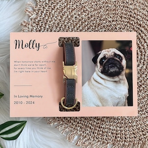 Pet Memorial with Collar Holder, Pet Photo Print, Dog Picture Print Holder, Collar Holder Pet Loss Gift with Collar, Dog Pet Frame