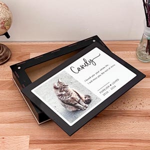 Pet urn wood with photo, cat dog ashes keepsake, custom ashes urn for cat, pet cremation urns image 2