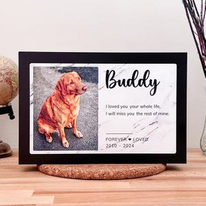 Pet Ashes & Keepsake Frame, Holds a collar and ashes, Pet Memorial Shadow Keepsake Wood Box with a photo
