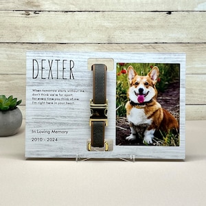 Memorial Pet Photo Sign, Memorial Pet Collar Holder Stand, Custom Pet Loss Gift Dog Cat, Keepsake Gift, Remembrance Frame, Dog Cat Mom Gift