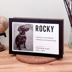 Custom Cremation Urn, Pet Urn for Dogs, Wooden Memorial Frame for Ashes, Custom Box with Photo