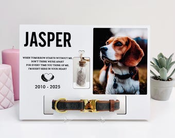 Pet Memorial Frame with Fur Jar and Custom Quote - Pet Collar Holder Frame with Photo & Name