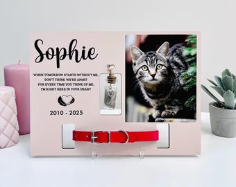 Personalized Pet Fur Keepsake Frame with Photo & Collar Holder - Memorial Collar Frame With Photo