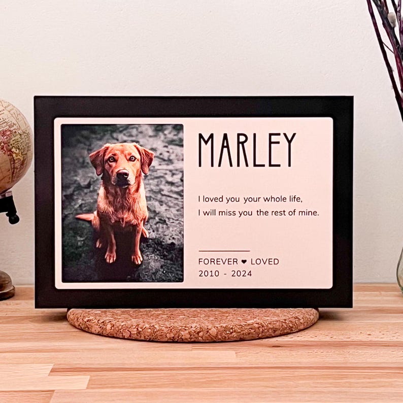 Pet urn wood with photo, cat dog ashes keepsake, custom ashes urn for cat, pet cremation urns Vanilla