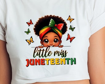 T-shirt en coton épais pour enfant, petit coucou noir Little Miss Juneteenth, t-shirt pour bébé.