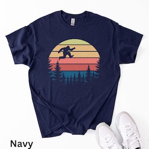 Camiseta retro estilo Pie Grande E, camiseta unisex de algodón grueso, camiseta vintage con gráfico de Sasquatch, camiseta hipster Yeti, camiseta fantástica de extraterrestre E, estilo años 70