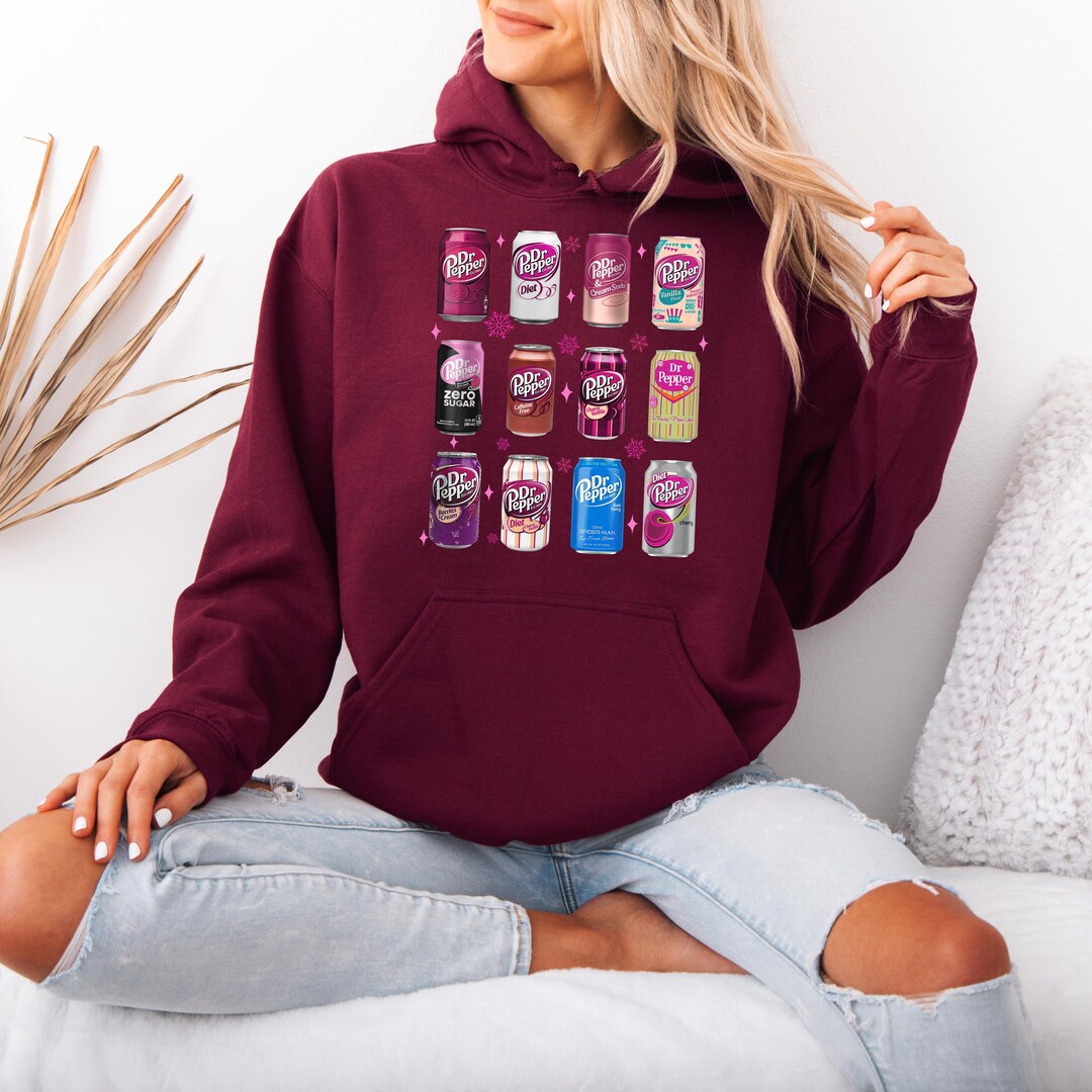 Dr Pepper Retro Soda Can Hoodie Vintage Sweatshirt 80s Inspired Dr Pepper Retro Soda Can Hoodie Vintage Sweatshirt 80s Inspired