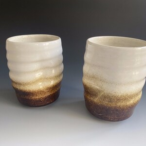 Pair of handmade glazed stoneware mugs