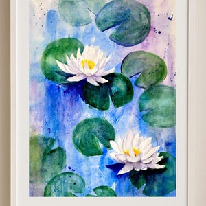Lotus Watercolor Painting – Original 30×40 cm (11.8×15.7 in) Floral Art on Professional Paper, Botanical Wall Decor