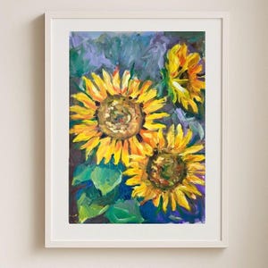 Sunflower Acrylic Original Painting | One of a Kind | Original Floral | Yellow Summer Flowers on Canvas | Bright Country Kitchen decor