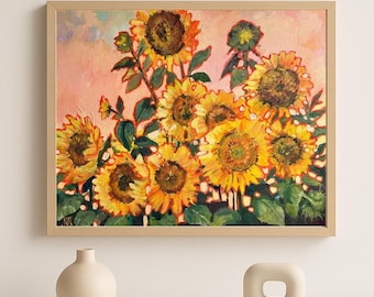 Sunflower Field • Original Acrylic Painting • Vibrant Floral Art • Bright Botanical Painting