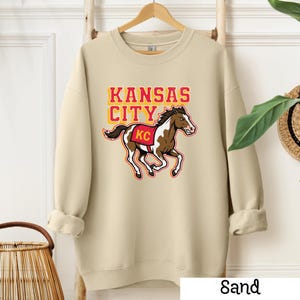 Kansas City Sweatshirt, KC Horse Game Day Crewneck, Kansas City Gift for Him Sand