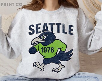 Seattle Football Crewneck Sweatshirt, Vintage Sports Fan Apparel, Trendy Game Day Gift, Unisex Seattle Sweatshirt, Seattle Football Fan,