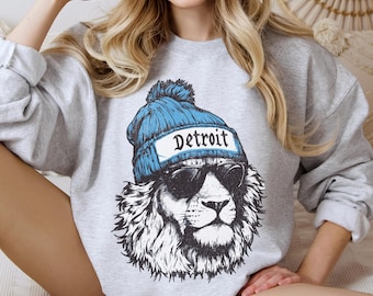 Detroit Football Crewneck Sweatshirt, Vintage Sports Fan Apparel, Trendy Game Day Gift, Unisex Detroit Sweatshirt, Detroit Football Fan