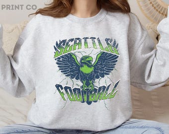 Seattle Football Crewneck Sweatshirt, Vintage Sports Fan Apparel, Trendy Game Day Gift, Unisex Seattle Sweatshirt, Seattle Football Fan