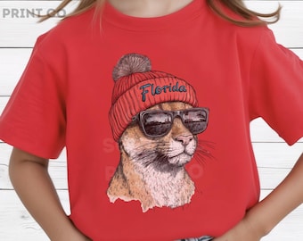 Florida Hockey Youth Tee, Retro 90s Graphic, Lightweight Cotton, Side Seams, Ribbed Collar