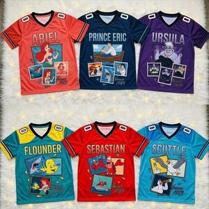 Little Mermaid Football Jersey Custom Name, Ariel Birthday Shirt, Sebastian Flounder Disney Family Matching Outfit Gift,  Y2k Jersey