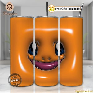Anime Warrior Png, 3D Inflated Design Png, Cartoon Character, Cartoon Face, 20oz Skinny Tumbler Sublimation Design Wrap Png, Digital File