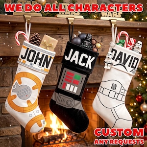 Star Wars Christmas Stocking, Personalized Name Stocking, Darth Vader R2D2 Stormtrooper, Star Wars Holiday Gift, Custom Stocking 2026