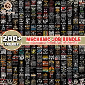 以下が含まれることがあります： 200種類以上のメカニックをテーマにしたサブリメーションデザインのデジタルダウンロードバンドル。デザインには、ツール、車、トラックなど、メカニックに関連するさまざまなフレーズや画像が使用されています。デザインは、Tシャツ、マグカップ、帽子、その他のパーソナライズされたアイテムを作成するのに最適です。
